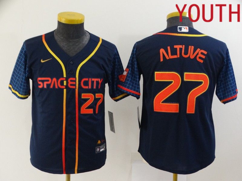 Youth Houston Astros #27 Altuve Blue City Edition Game Nike 2022 MLB Jersey->customized ncaa jersey->Custom Jersey